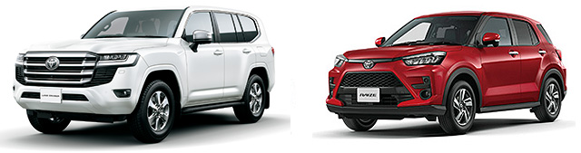 (左)ランドクルーザー VX(右)RAIZE G(2WD)