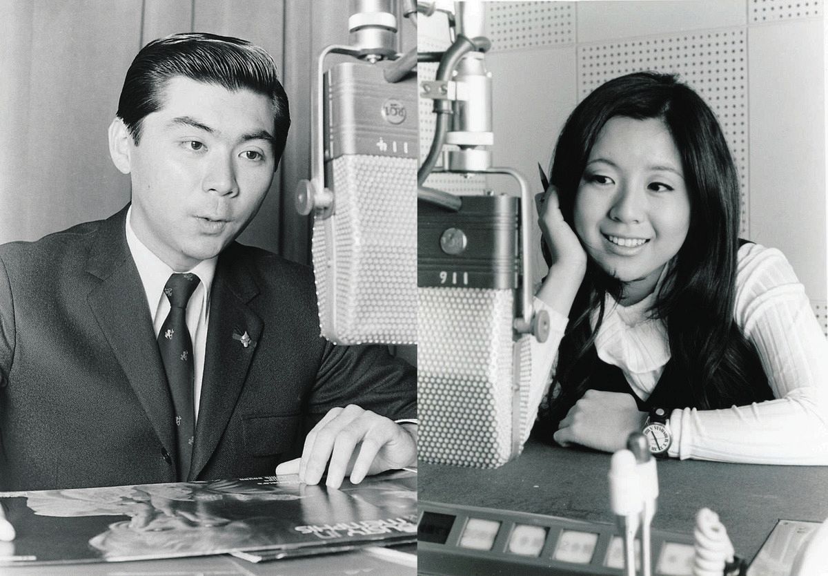 みのもんた（左、１９６９年１１月撮影）と落合恵子（７１年３月撮影）