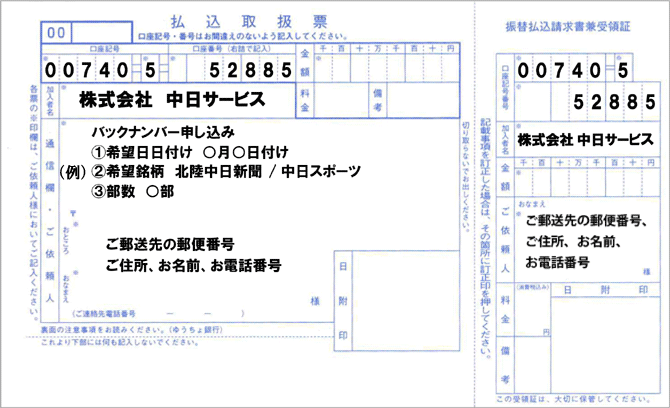 郵便局 払込取扱票記入例