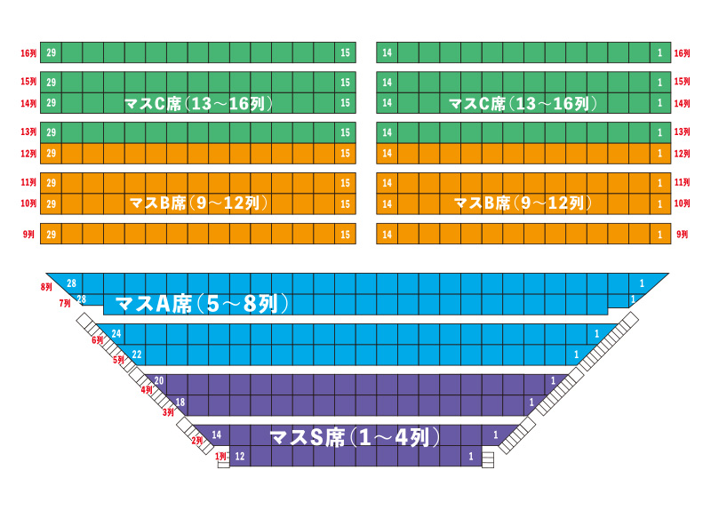 向正面マス席　座席表