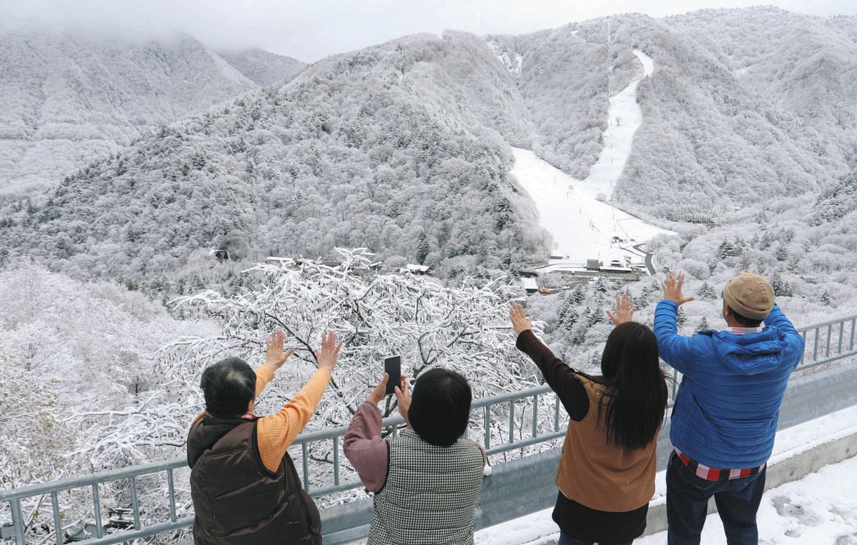 初雪 奥飛騨温泉郷・平湯温泉で初雪「一晩寝たら世界が変わっていた」 宿泊客ら白銀満喫 ：中日新聞Web