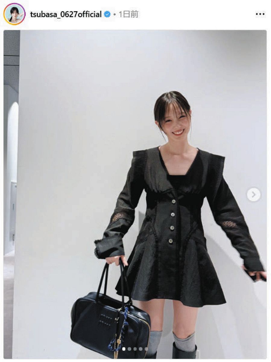 【STAIR】本田翼さん着用＊新品未使用　レーススリーブワンピース　ドレス　黒 ◇本田翼、ミニ丈ワンピにロングブーツで『絶対領域』【写真】：中日