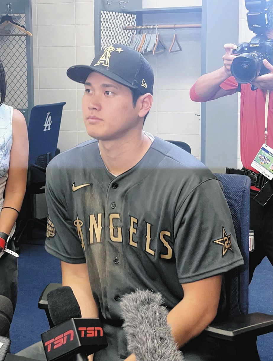 大谷翔平、エンジェルスASG初出場オーセンティックキャップ MLB】初球を球宴初安打、大谷翔平に聞く「いい当たりか、空振りか…一番