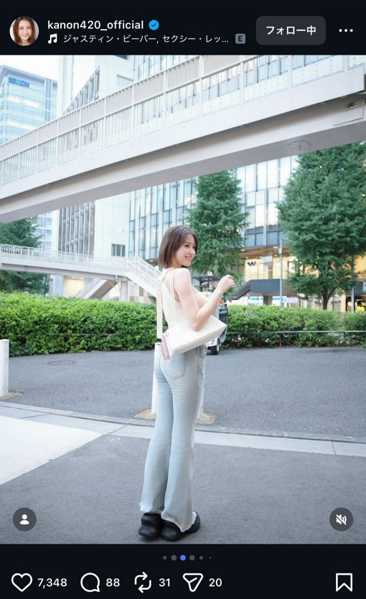 実際の投稿】「足長っ」街角に立つ野々村真の長女・香音：中日スポーツ