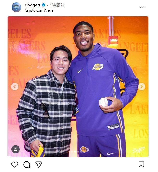 山本 ◇山本由伸、 八村塁とのツーショットにファン興奮「2人のGOATが一枚の