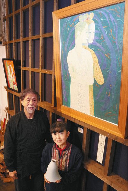 鈴木靖将 水彩画 シカゴミュージアム 万葉 日本画 かつみゆきお 木製額木の仕事 万葉の地で日本画と陶芸 東近江、大津の鈴木夫妻が作品展：中日