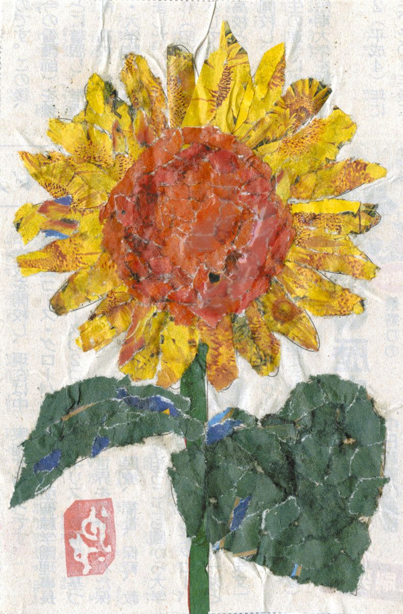 新聞ちぎり絵 ギャラリー＞ 「ヒマワリ」 ：中日新聞しずおかWeb