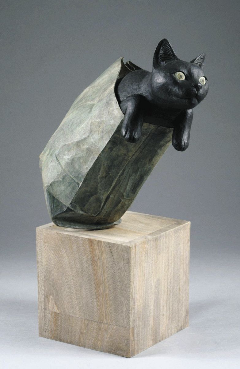 最終値下げ アンティーク 島田紘一呂作 最高級 完全一点物 2匹の猫 shimada_koichiro-eye.jpg