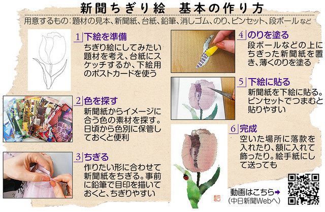 新聞ちぎり絵」始めませんか＜2＞ 味、風合い 違っていい：中日新聞