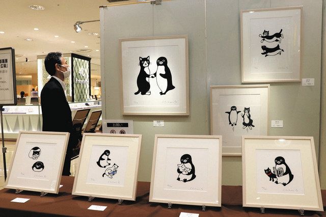 坂崎さん描くペンギンの版画ずらり 12日まで、岐阜高島屋：中日新聞Web