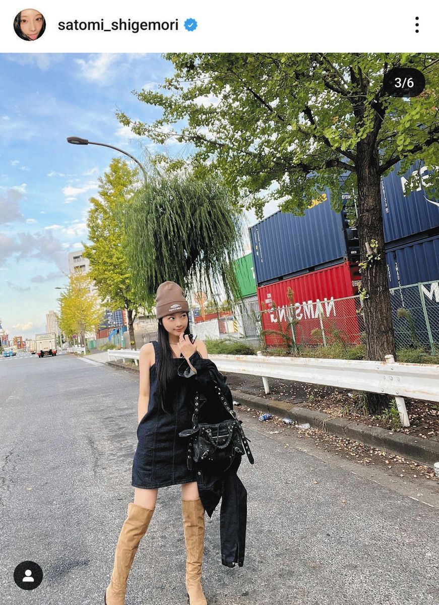 ◇重盛さと美、二の腕全開＆美脚チラ見せ秋コーデ【写真】：中日