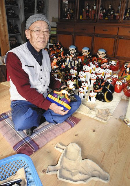 菊川・焼き雛「坊之谷土人形」、梅まつりで公開 ４代目高木さん：中日