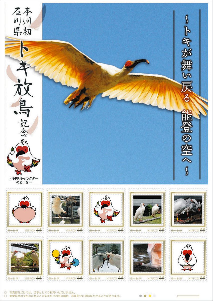 トキ能登放鳥記念切手を販売開始 日本郵便北陸支社：北陸中日新聞Web