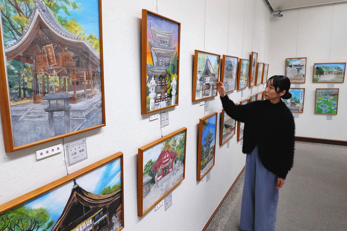 稲沢らしさ詰まった力作が一堂に 小中学生の「絵になる町絵画展」：中 