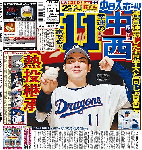 きょうの紙面：中日スポーツ・東京中日スポーツ