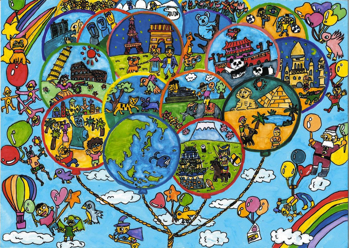 平和なまち絵画コンテストで兄が最高賞、妹は奨励賞 川辺北小の細江航