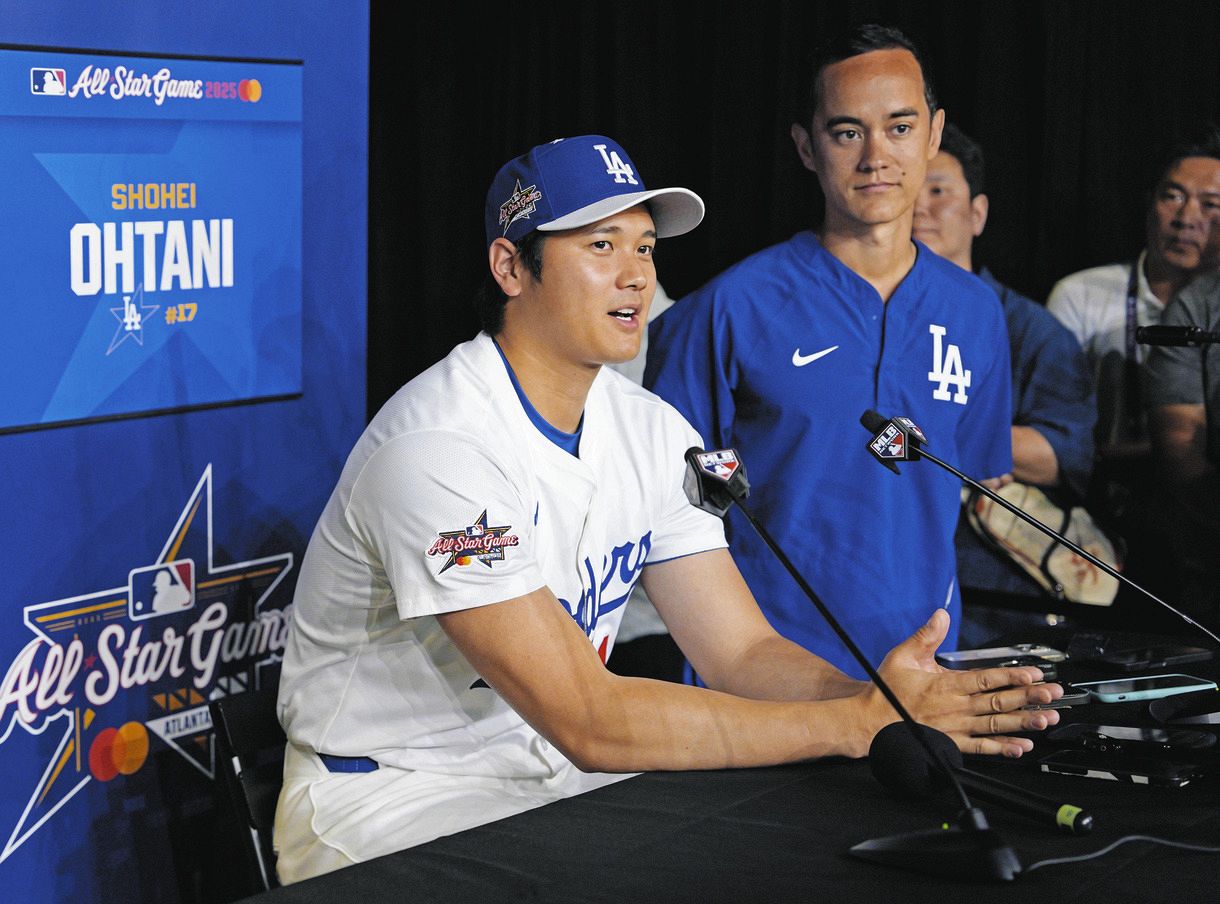 ◇大谷翔平のMLBオールスター会見に報道陣殺到【7.15写真複数】：中日 