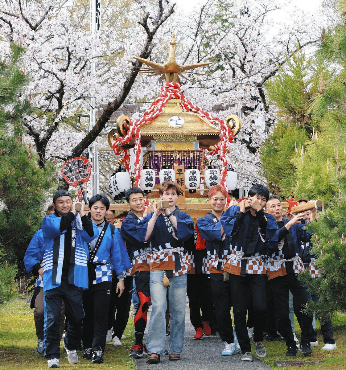 伝統行事、留学生も楽しむ 岐阜・早田でみこしパレード：中日新聞Web