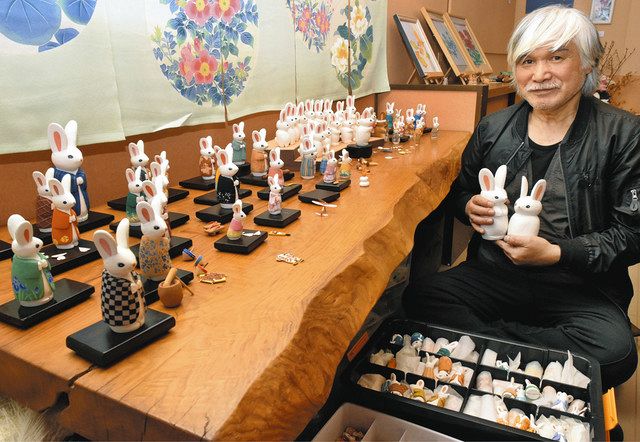 ウサギ跳躍 復興願い 金沢の友禅作家 木彫り10年超：北陸中日新聞Web