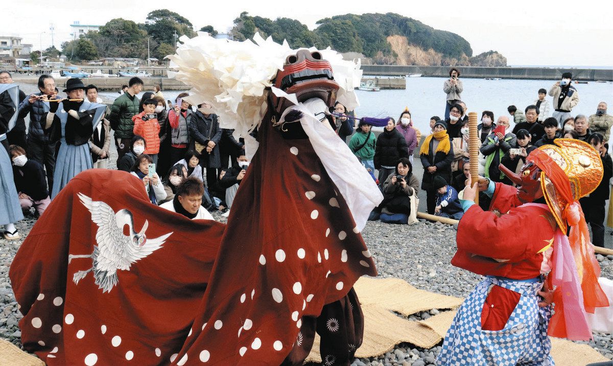 宝」呼び込む勇壮な獅子舞 鳥羽で大漁などを願う伝統神事：中日新聞Web