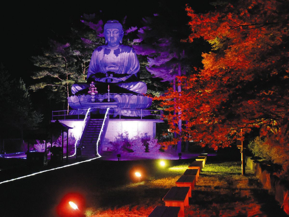 能登長寿大仏 夜に彩り きょうから：北陸中日新聞Web