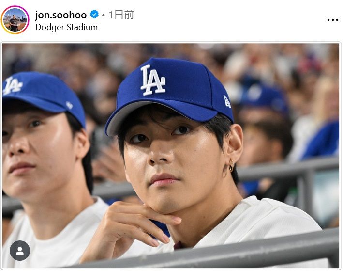 ◇このアングル最高…ドジャース専属カメラマンが撮影した観戦するBTSの