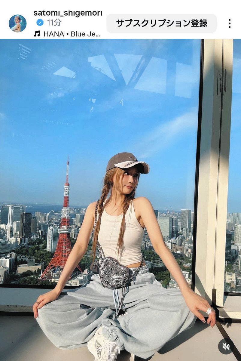 ◇重盛さと美、絶妙なフォトアングル、東京タワーと”背の高さが