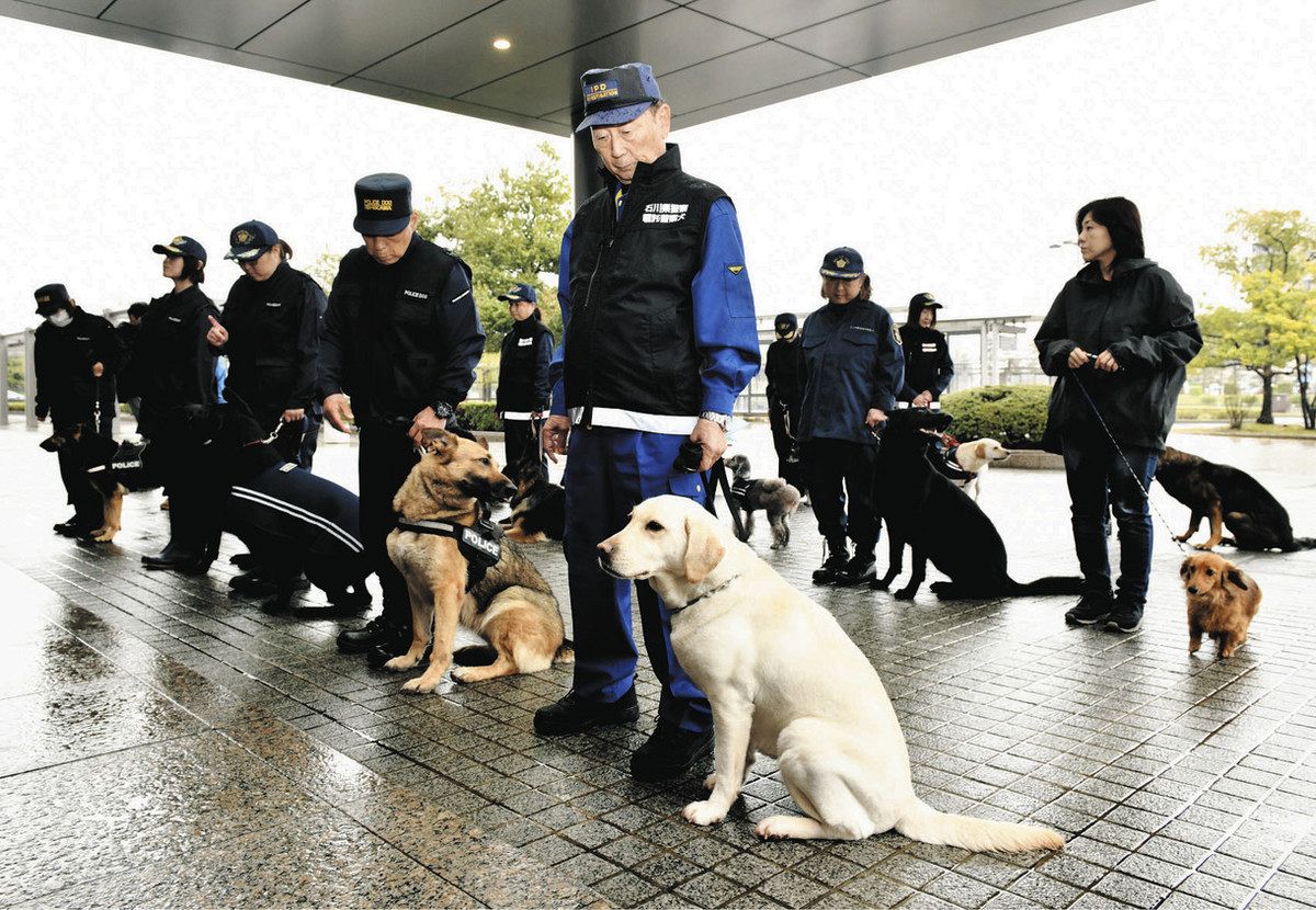 捜査協力頼んだ！ 嘱託警察犬に21頭 県警本部で交付式：北陸中日新聞Web