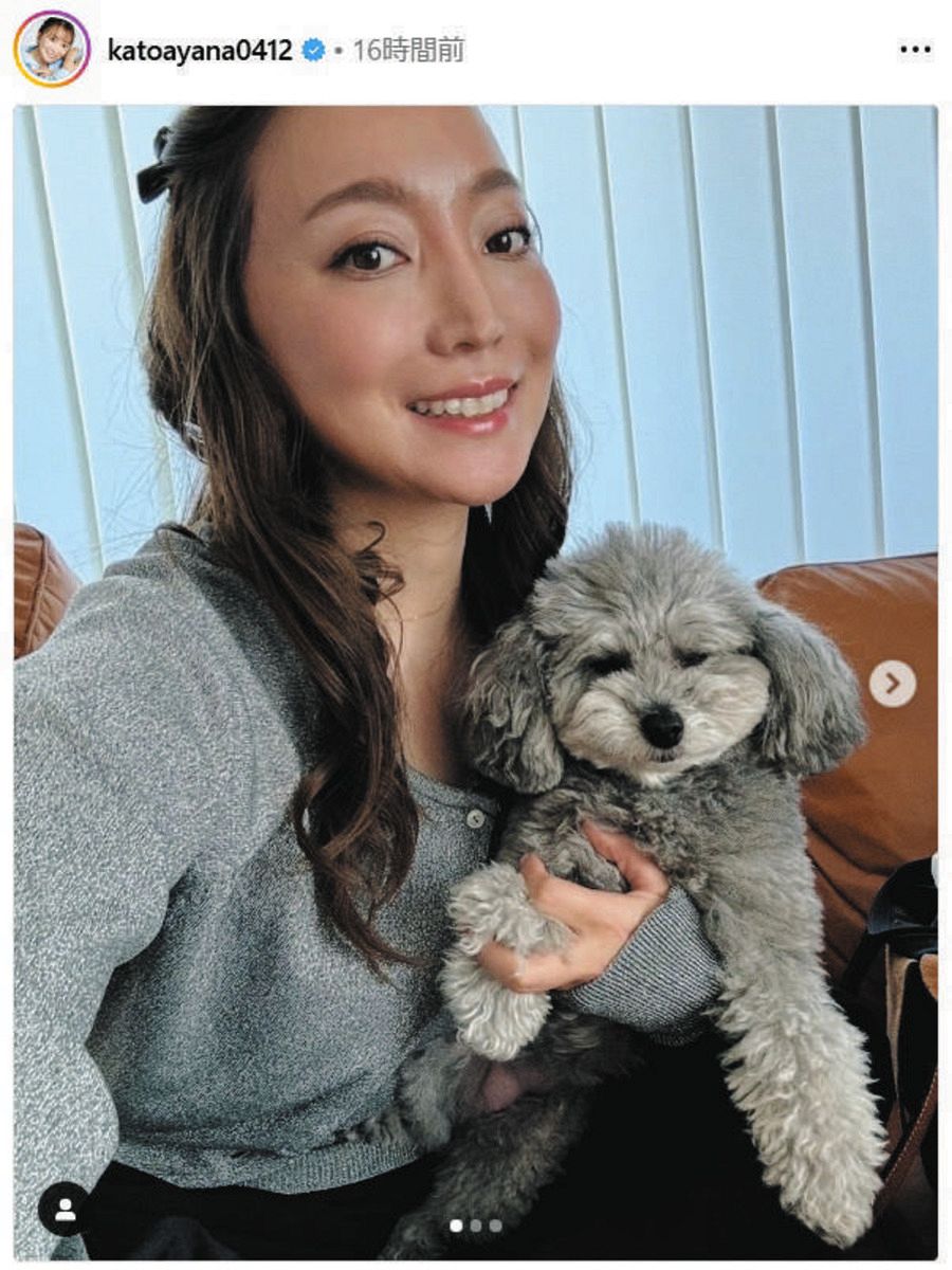 ◇加藤綾菜、「カトちゃんに似！？」の愛犬と【写真複数】：中日