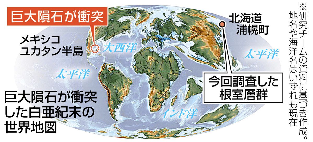 恐竜を絶滅させた小惑星衝突の痕跡、北海道の地層から発見 北東アジア