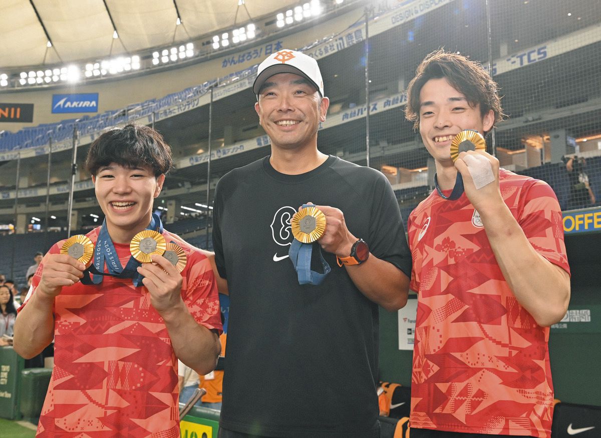 巨人】慎之助と慎之助が初対面！体操金の岡慎之助と杉野正尭、阿部監督