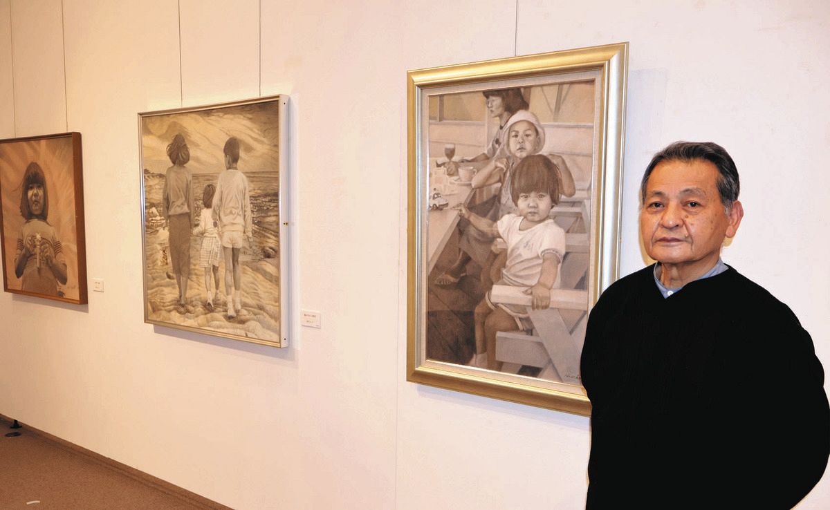 火災で亡くした子どもたち描き20年超…夫婦の歩み、一宮で作品展示：中