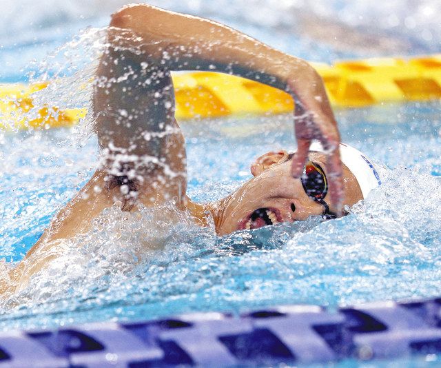 男子２００メートル自由形で２位の増田莉蔵選手（浜松市立）＝浜松市総合水泳場トビオで