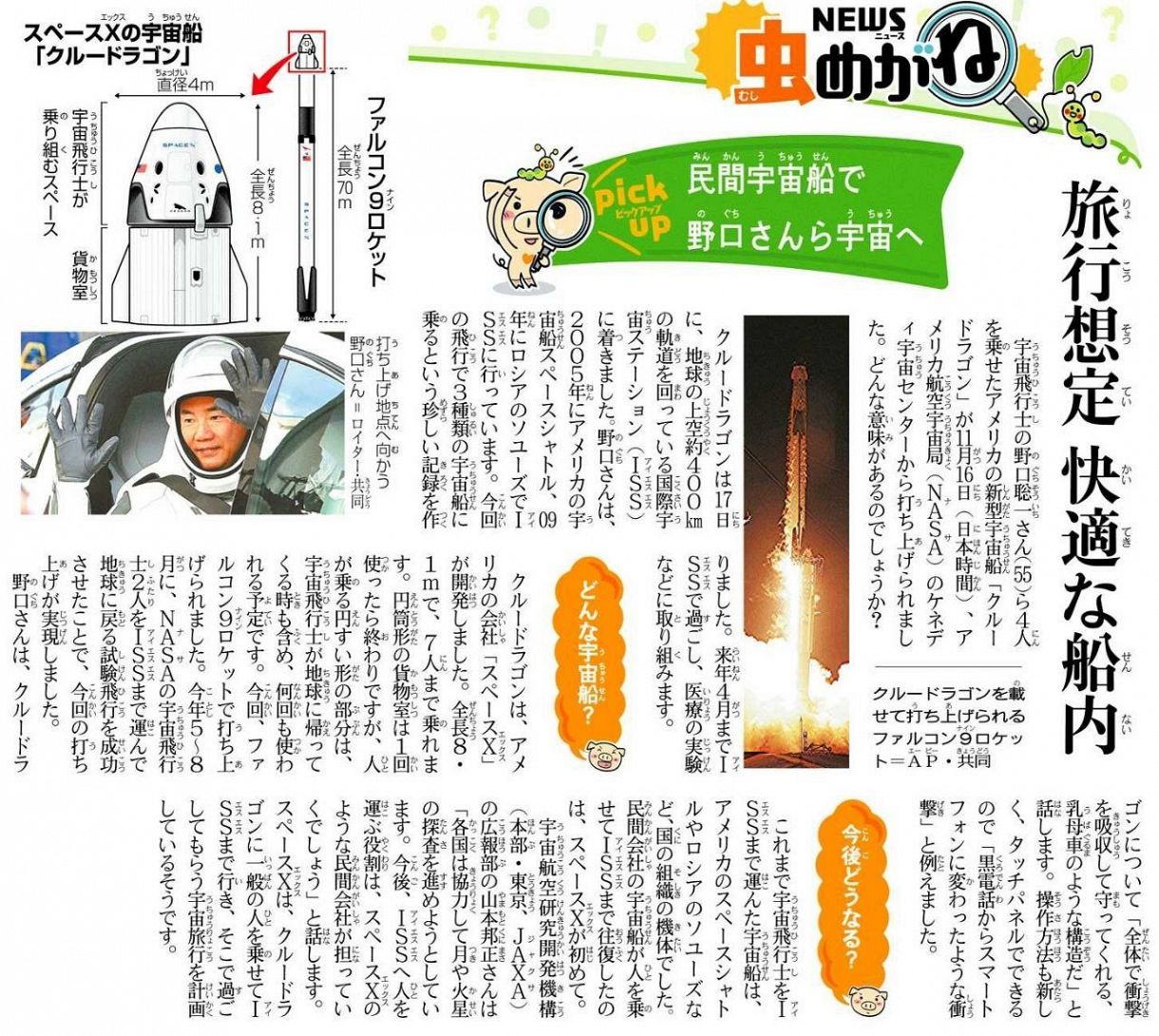 野口聡一 のぐちそういち さん 乗 の ったのはどんな宇宙船 うちゅうせん 中日新聞web