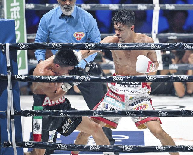 ボクシング・中谷潤人が初防衛、3度のダウン奪い満足の笑み WBO