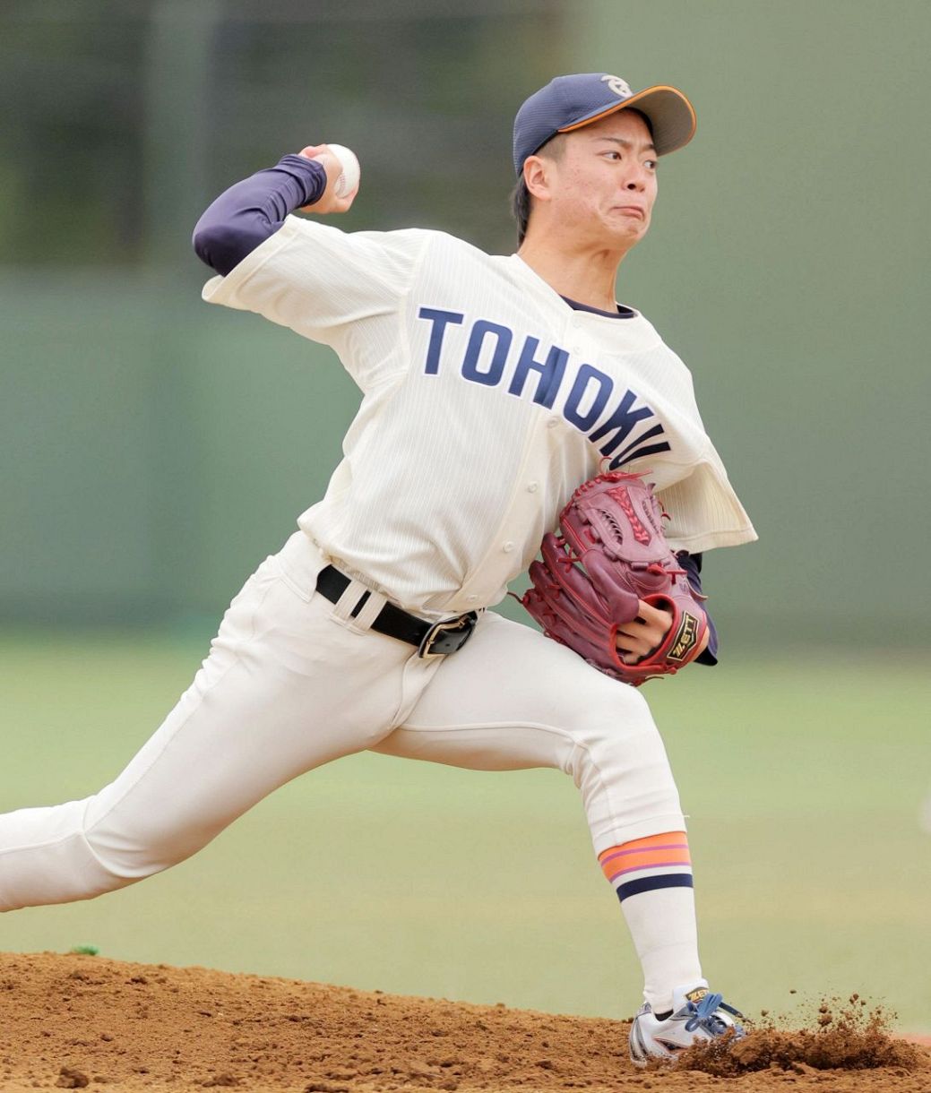 中日ドラフト2位の東北福祉大・桜井頼之介、自己最速タイ153キロ 8回