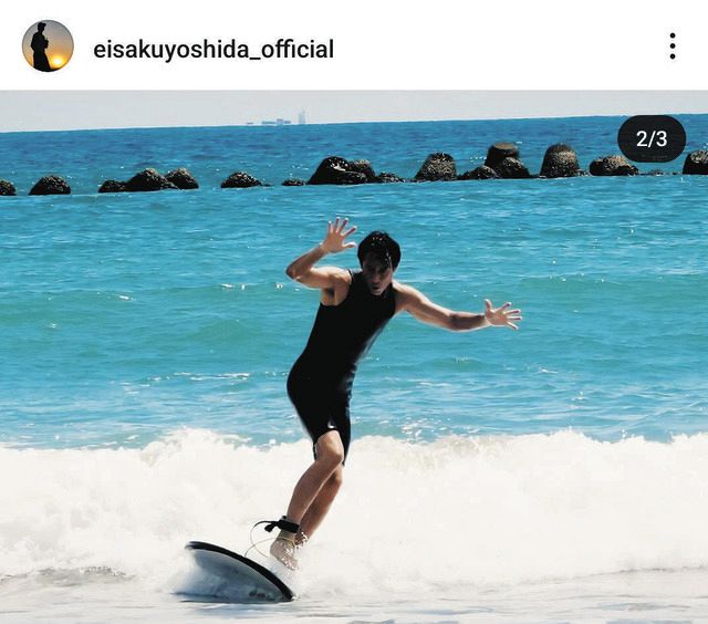 ◆吉田栄作の波乗り姿に「素敵」【写真】