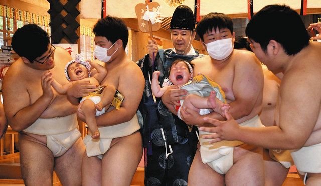 富山】はっけよい ウェ～ン 射水神社で赤ちゃん相撲：北陸中日新聞Web