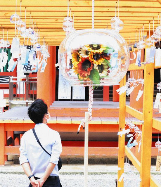 伊吹おろし」に涼しげ風鈴 垂井の南宮大社、直径50センチの大型も