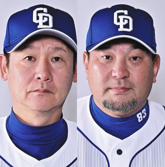 阿波野秀幸投手コーチ（左）と伊東勤ヘッドコーチ