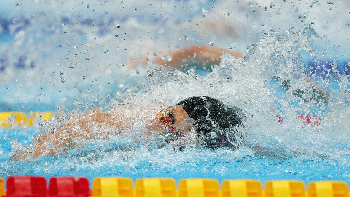 女子５０メートル自由形決勝　力泳する池江璃花子