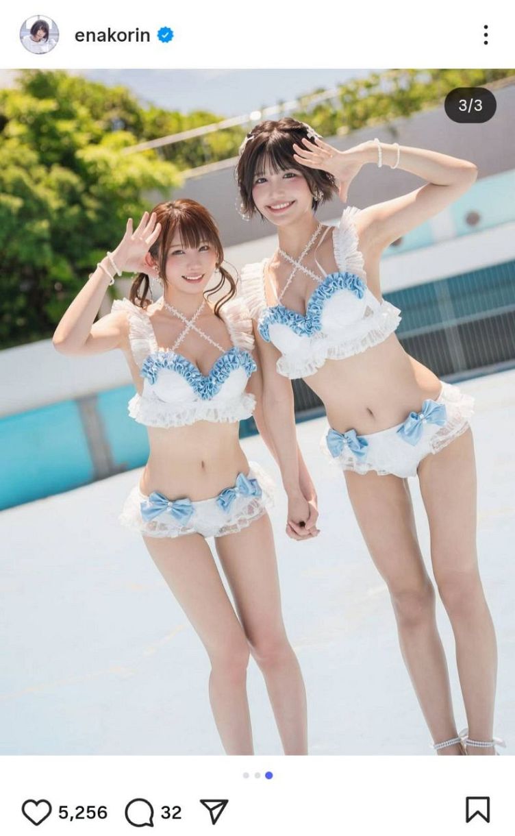 ◇えなこ、「天使にしか見えない」南あみとの“おそろい水着ショット