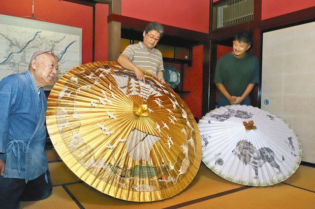 某メーカー 九谷と金箔のコラボ傘 作家の北村隆さんら絵付け：北陸中 世界へ 工芸品