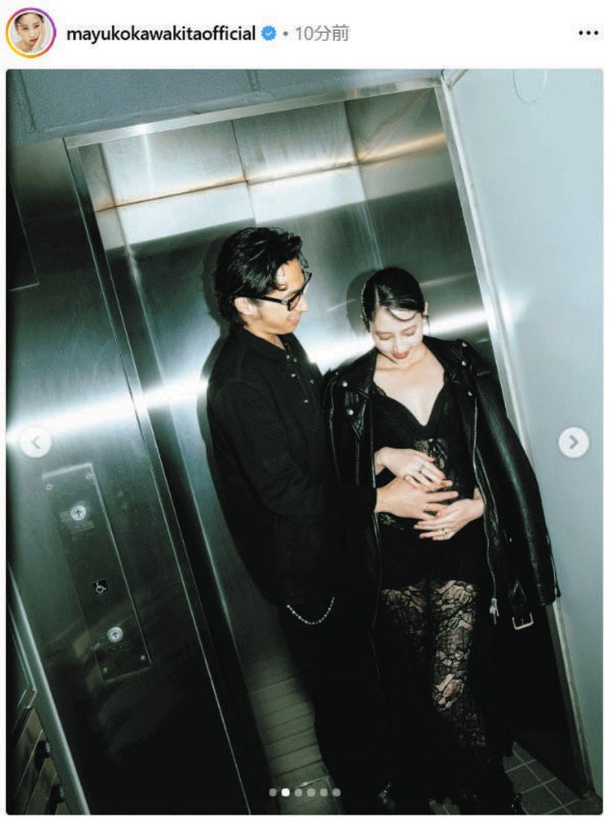 ◇河北麻友子、『黒シースルーのマタニティー』でツーショット【写真