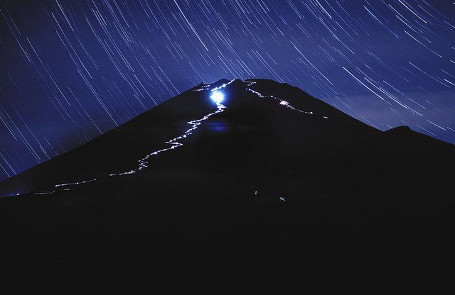 闇に浮かぶ光の道 富士山、２年ぶり開山：中日新聞しずおかWeb