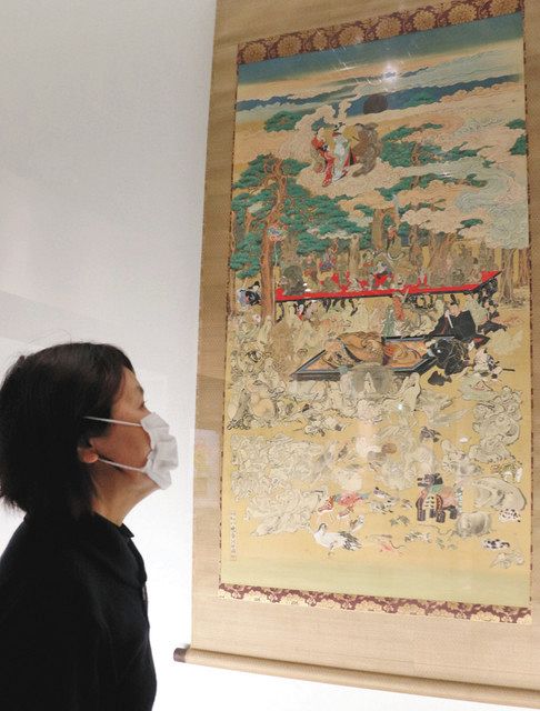 松浦良 作 三番叟 /木彫 共箱 能楽 猿 自分を投影「武四郎涅槃図」 松阪で展示、収集の絵から人や動物配置