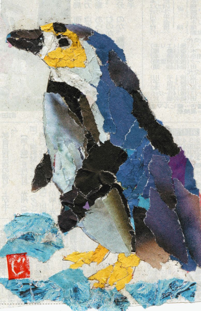 新聞ちぎり絵 ギャラリー＞ 「ペンギン」：中日新聞しずおかWeb