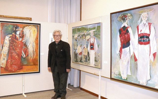 磯部・御田植祭の油彩画など42点 志摩の清崎さん、地元ホテルで個展