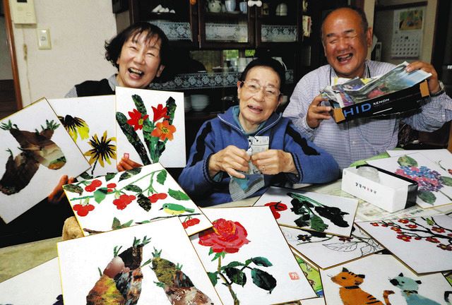 ９９歳で始めた新聞ちぎり絵「手を休めるのはご飯とおやつくらい」：中