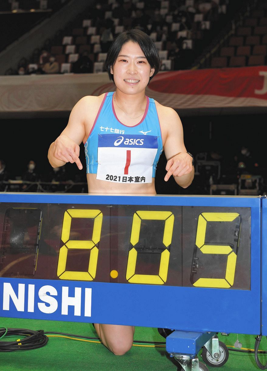 女子60メートル障害決勝で自身の日本新記録を更新した青木益未